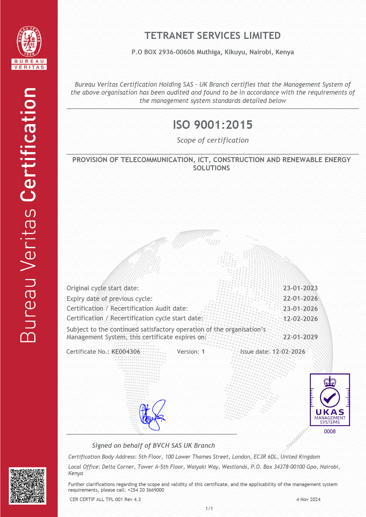 ISO 9001:2015 Certificate